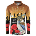 Australia Kookaburra ANZAC Day Button Sweatshirt Rising Sun 25th April Poppy Eucalyptus Blossoms - Aussie Hoodie
