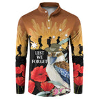 Australia Kookaburra ANZAC Day Button Sweatshirt Rising Sun 25th April Poppy Eucalyptus Blossoms - Aussie Hoodie