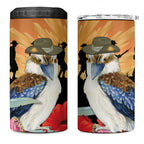 Australia Kookaburra ANZAC Day 4 in 1 Can Cooler Tumbler Rising Sun 25th April Poppy Eucalyptus Blossoms - Aussie Hoodie