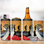 Australia Kookaburra ANZAC Day 4 in 1 Can Cooler Tumbler Rising Sun 25th April Poppy Eucalyptus Blossoms - Aussie Hoodie