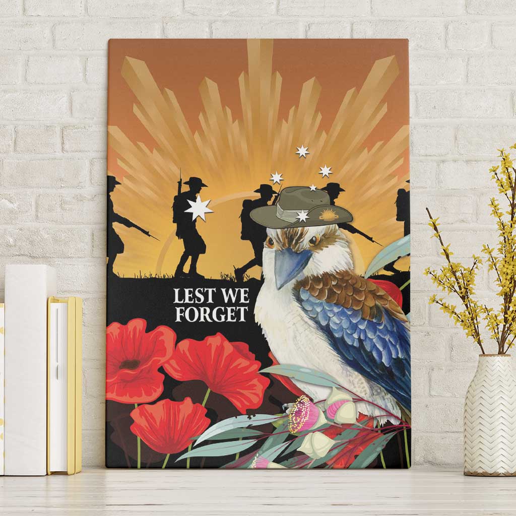 Australia Kookaburra ANZAC Day Canvas Wall Art Rising Sun 25th April Poppy Eucalyptus Blossoms - Aussie Hoodie