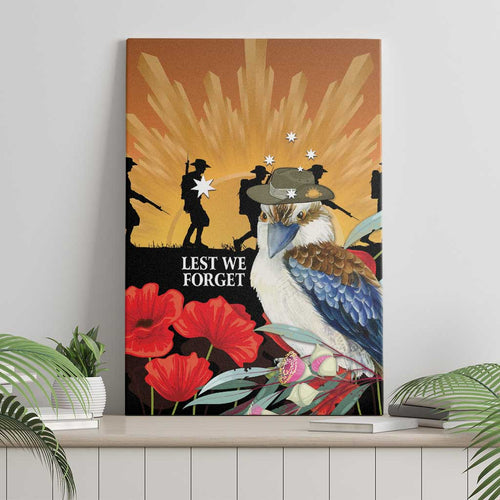 Australia Kookaburra ANZAC Day Canvas Wall Art Rising Sun 25th April Poppy Eucalyptus Blossoms - Aussie Hoodie