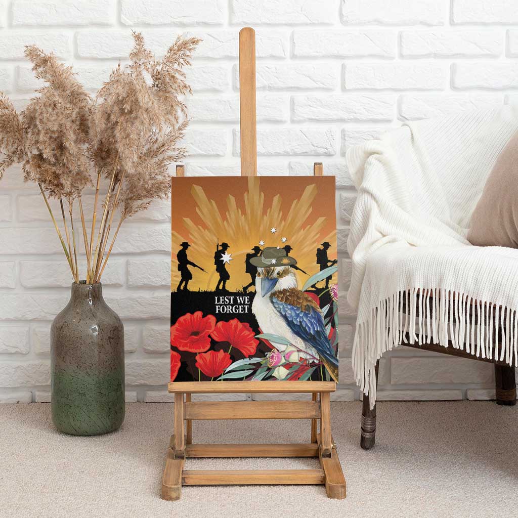 Australia Kookaburra ANZAC Day Canvas Wall Art Rising Sun 25th April Poppy Eucalyptus Blossoms - Aussie Hoodie