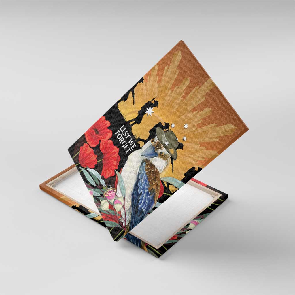 Australia Kookaburra ANZAC Day Canvas Wall Art Rising Sun 25th April Poppy Eucalyptus Blossoms - Aussie Hoodie