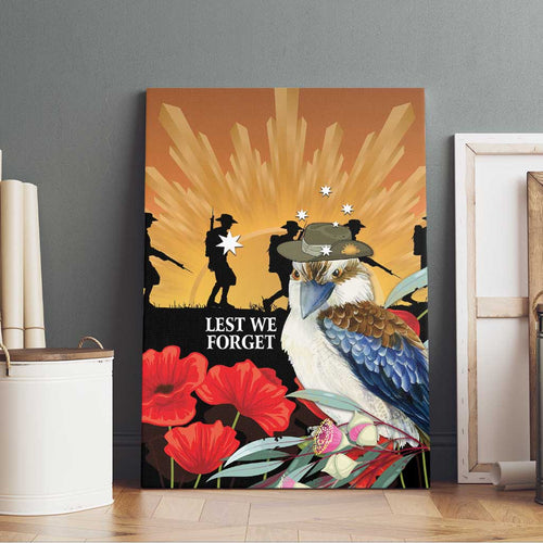 Australia Kookaburra ANZAC Day Canvas Wall Art Rising Sun 25th April Poppy Eucalyptus Blossoms - Aussie Hoodie