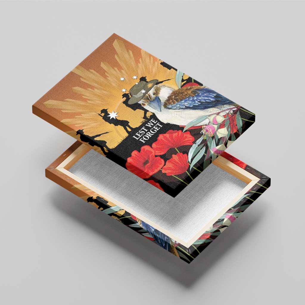 Australia Kookaburra ANZAC Day Canvas Wall Art Rising Sun 25th April Poppy Eucalyptus Blossoms - Aussie Hoodie
