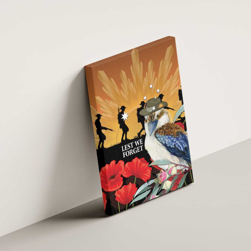Australia Kookaburra ANZAC Day Canvas Wall Art Rising Sun 25th April Poppy Eucalyptus Blossoms - Aussie Hoodie
