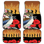Australia Kookaburra ANZAC Day Car Mats Rising Sun 25th April Poppy Eucalyptus Blossoms - Aussie Hoodie