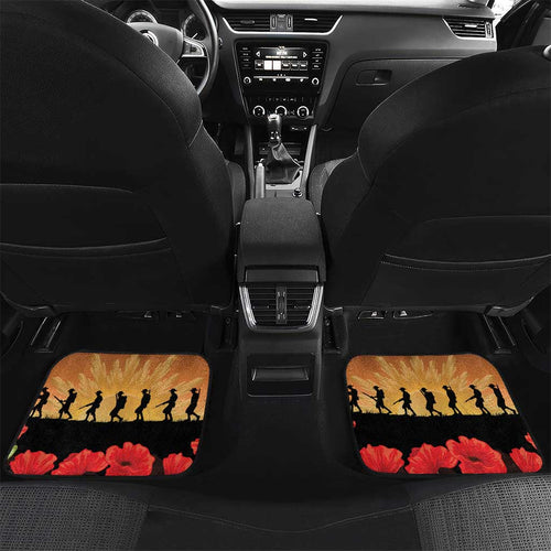 Australia Kookaburra ANZAC Day Car Mats Rising Sun 25th April Poppy Eucalyptus Blossoms - Aussie Hoodie