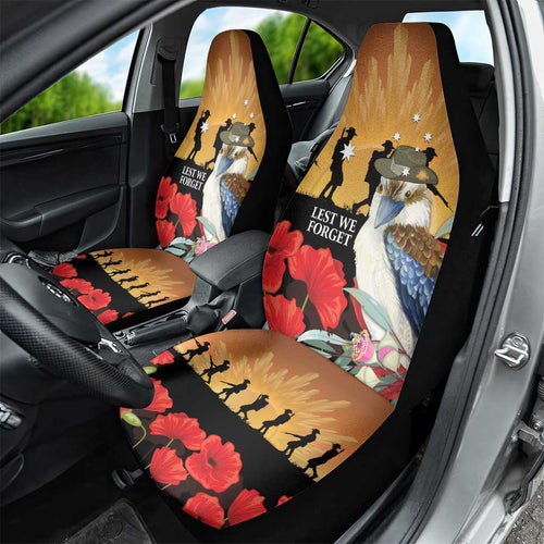 Australia Kookaburra ANZAC Day Car Seat Cover Rising Sun 25th April Poppy Eucalyptus Blossoms - Aussie Hoodie