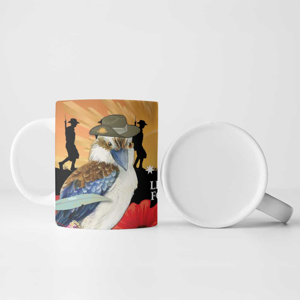 Australia Kookaburra ANZAC Day Ceramic Mug Rising Sun 25th April Poppy Eucalyptus Blossoms - Aussie Hoodie