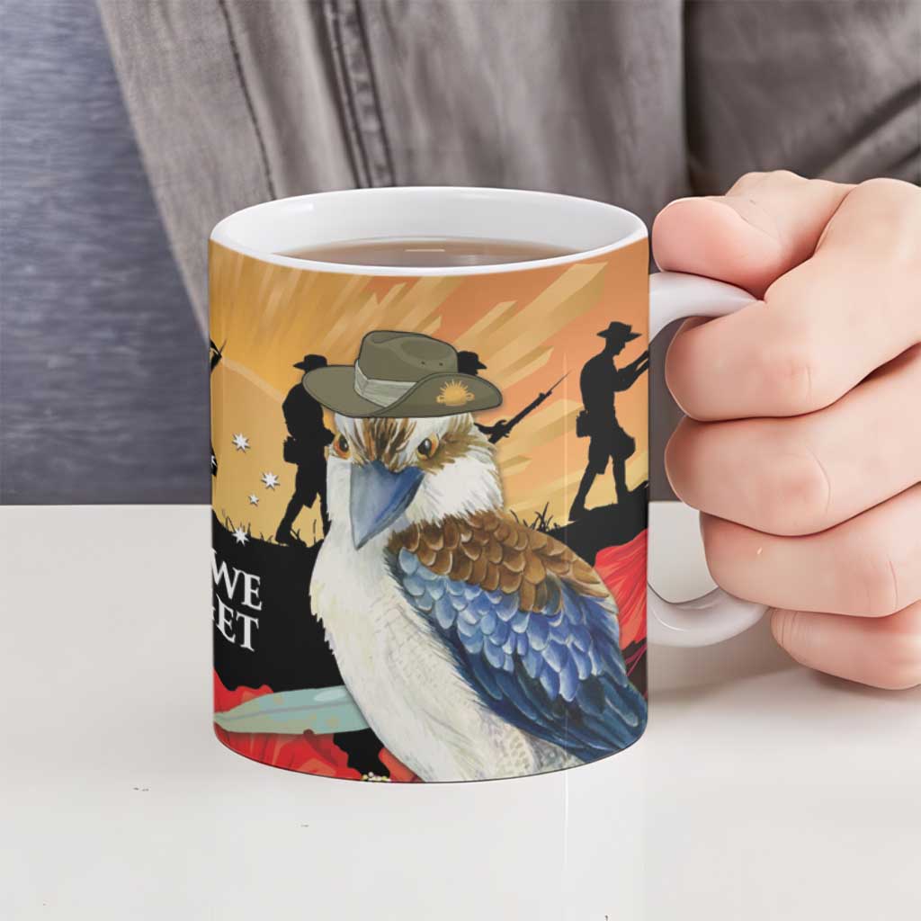 Australia Kookaburra ANZAC Day Ceramic Mug Rising Sun 25th April Poppy Eucalyptus Blossoms - Aussie Hoodie