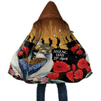 Australia Kookaburra ANZAC Day Cloak Rising Sun 25th April Poppy Eucalyptus Blossoms - Aussie Hoodie