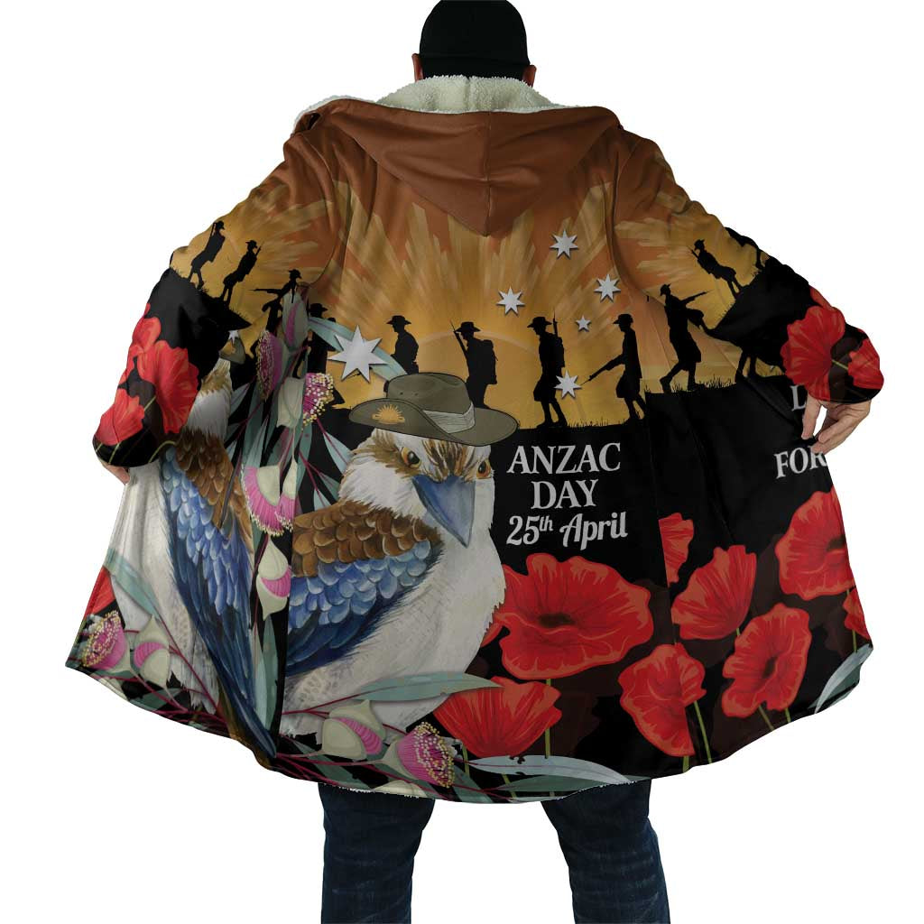 Australia Kookaburra ANZAC Day Cloak Rising Sun 25th April Poppy Eucalyptus Blossoms - Aussie Hoodie