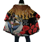 Australia Kookaburra ANZAC Day Cloak Rising Sun 25th April Poppy Eucalyptus Blossoms - Aussie Hoodie