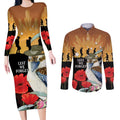 Australia Kookaburra ANZAC Day Couples Matching Long Sleeve Bodycon Dress and Long Sleeve Button Shirt Rising Sun 25th April Poppy Eucalyptus Blossoms - Aussie Hoodie