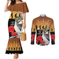 Australia Kookaburra ANZAC Day Couples Matching Mermaid Dress and Long Sleeve Button Shirt Rising Sun 25th April Poppy Eucalyptus Blossoms - Aussie Hoodie