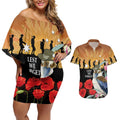 Australia Kookaburra ANZAC Day Couples Matching Off Shoulder Short Dress and Hawaiian Shirt Rising Sun 25th April Poppy Eucalyptus Blossoms - Aussie Hoodie