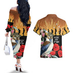 Australia Kookaburra ANZAC Day Couples Matching Off The Shoulder Long Sleeve Dress and Hawaiian Shirt Rising Sun 25th April Poppy Eucalyptus Blossoms - Aussie Hoodie