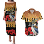Australia Kookaburra ANZAC Day Couples Matching Puletasi and Hawaiian Shirt Rising Sun 25th April Poppy Eucalyptus Blossoms - Aussie Hoodie