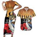 Australia Kookaburra ANZAC Day Couples Matching Short Sleeve Bodycon Dress and Hawaiian Shirt Rising Sun 25th April Poppy Eucalyptus Blossoms - Aussie Hoodie