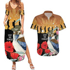 Australia Kookaburra ANZAC Day Couples Matching Summer Maxi Dress and Hawaiian Shirt Rising Sun 25th April Poppy Eucalyptus Blossoms - Aussie Hoodie