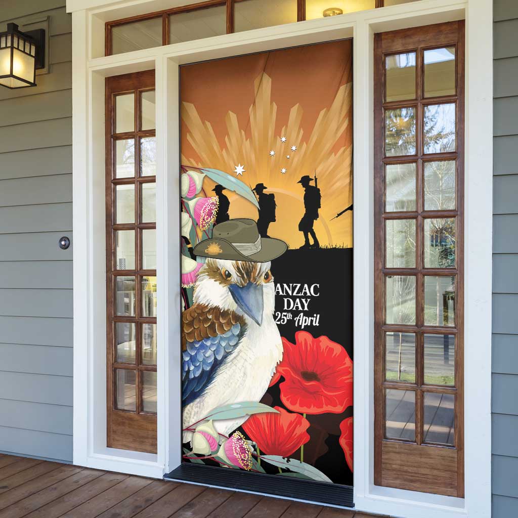 Australia Kookaburra ANZAC Day Door Cover Rising Sun 25th April Poppy Eucalyptus Blossoms - Aussie Hoodie