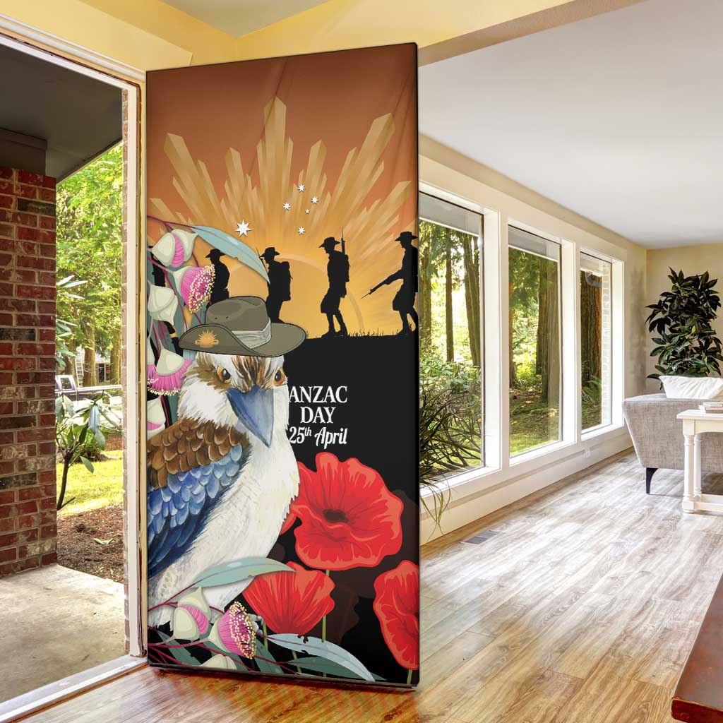 Australia Kookaburra ANZAC Day Door Cover Rising Sun 25th April Poppy Eucalyptus Blossoms - Aussie Hoodie