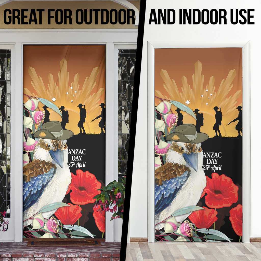 Australia Kookaburra ANZAC Day Door Cover Rising Sun 25th April Poppy Eucalyptus Blossoms - Aussie Hoodie