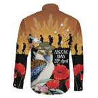 Australia Kookaburra ANZAC Day Family Matching Long Sleeve Bodycon Dress and Hawaiian Shirt Rising Sun 25th April Poppy Eucalyptus Blossoms