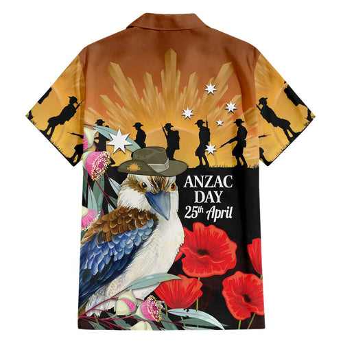 Australia Kookaburra ANZAC Day Family Matching Off Shoulder Maxi Dress and Hawaiian Shirt Rising Sun 25th April Poppy Eucalyptus Blossoms