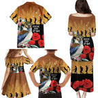 Australia Kookaburra ANZAC Day Family Matching Puletasi and Hawaiian Shirt Rising Sun 25th April Poppy Eucalyptus Blossoms