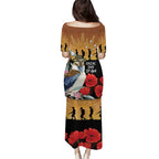 Australia Kookaburra ANZAC Day Family Matching Puletasi and Hawaiian Shirt Rising Sun 25th April Poppy Eucalyptus Blossoms