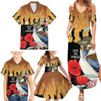 Australia Kookaburra ANZAC Day Family Matching Summer Maxi Dress and Hawaiian Shirt Rising Sun 25th April Poppy Eucalyptus Blossoms
