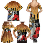Australia Kookaburra ANZAC Day Family Matching Summer Maxi Dress and Hawaiian Shirt Rising Sun 25th April Poppy Eucalyptus Blossoms