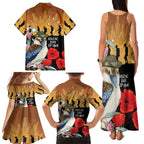 Australia Kookaburra ANZAC Day Family Matching Tank Maxi Dress and Hawaiian Shirt Rising Sun 25th April Poppy Eucalyptus Blossoms