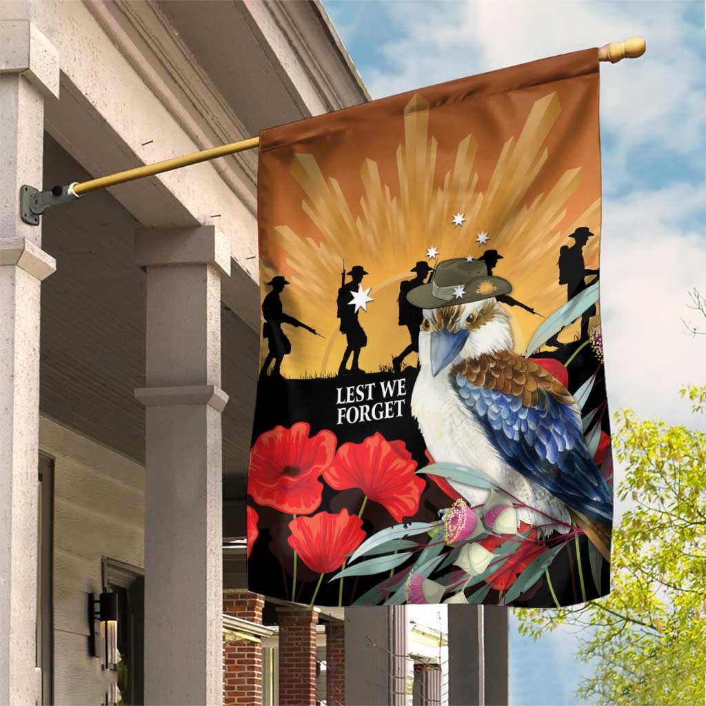 Australia Kookaburra ANZAC Day Garden Flag Rising Sun 25th April Poppy Eucalyptus Blossoms - Aussie Hoodie