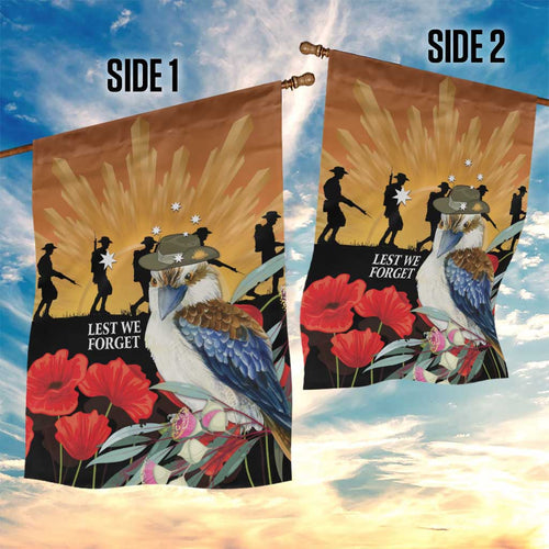 Australia Kookaburra ANZAC Day Garden Flag Rising Sun 25th April Poppy Eucalyptus Blossoms - Aussie Hoodie