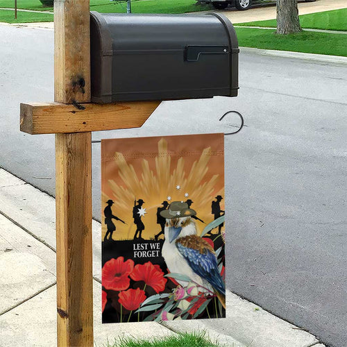 Australia Kookaburra ANZAC Day Garden Flag Rising Sun 25th April Poppy Eucalyptus Blossoms - Aussie Hoodie