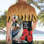 Australia Kookaburra ANZAC Day Hawaiian Shirt Rising Sun 25th April Poppy Eucalyptus Blossoms - Aussie Hoodie
