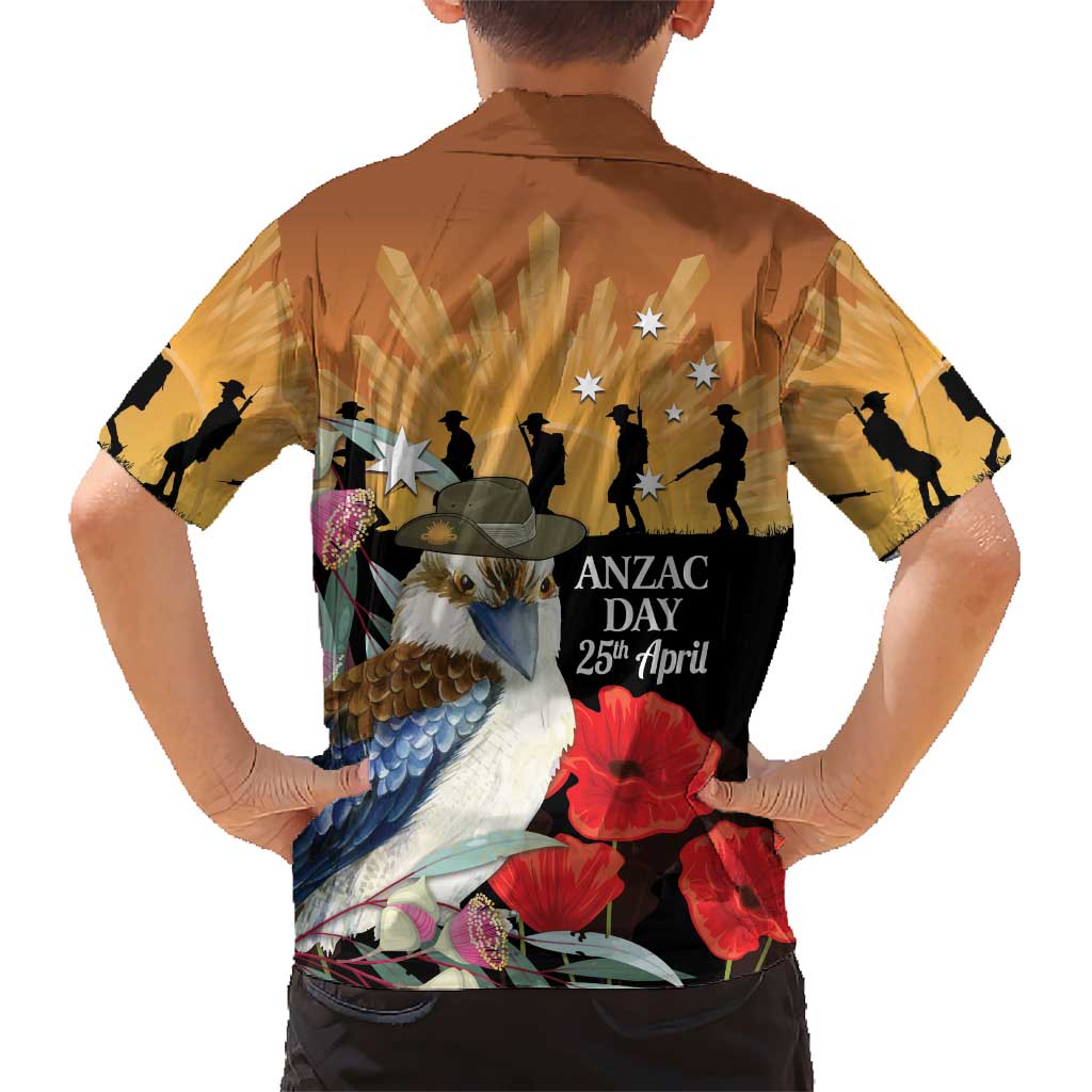 Australia Kookaburra ANZAC Day Hawaiian Shirt Rising Sun 25th April Poppy Eucalyptus Blossoms - Aussie Hoodie