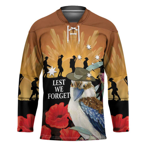 Australia Kookaburra ANZAC Day Hockey Jersey Rising Sun 25th April Poppy Eucalyptus Blossoms - Aussie Hoodie