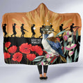 Australia Kookaburra ANZAC Day Hooded Blanket Rising Sun 25th April Poppy Eucalyptus Blossoms - Aussie Hoodie