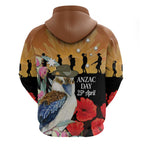 Australia Kookaburra ANZAC Day Hoodie Rising Sun 25th April Poppy Eucalyptus Blossoms - Aussie Hoodie