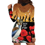 Australia Kookaburra ANZAC Day Hoodie Dress Rising Sun 25th April Poppy Eucalyptus Blossoms - Aussie Hoodie