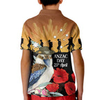 Australia Kookaburra ANZAC Day Kid Polo Shirt Rising Sun 25th April Poppy Eucalyptus Blossoms - Aussie Hoodie