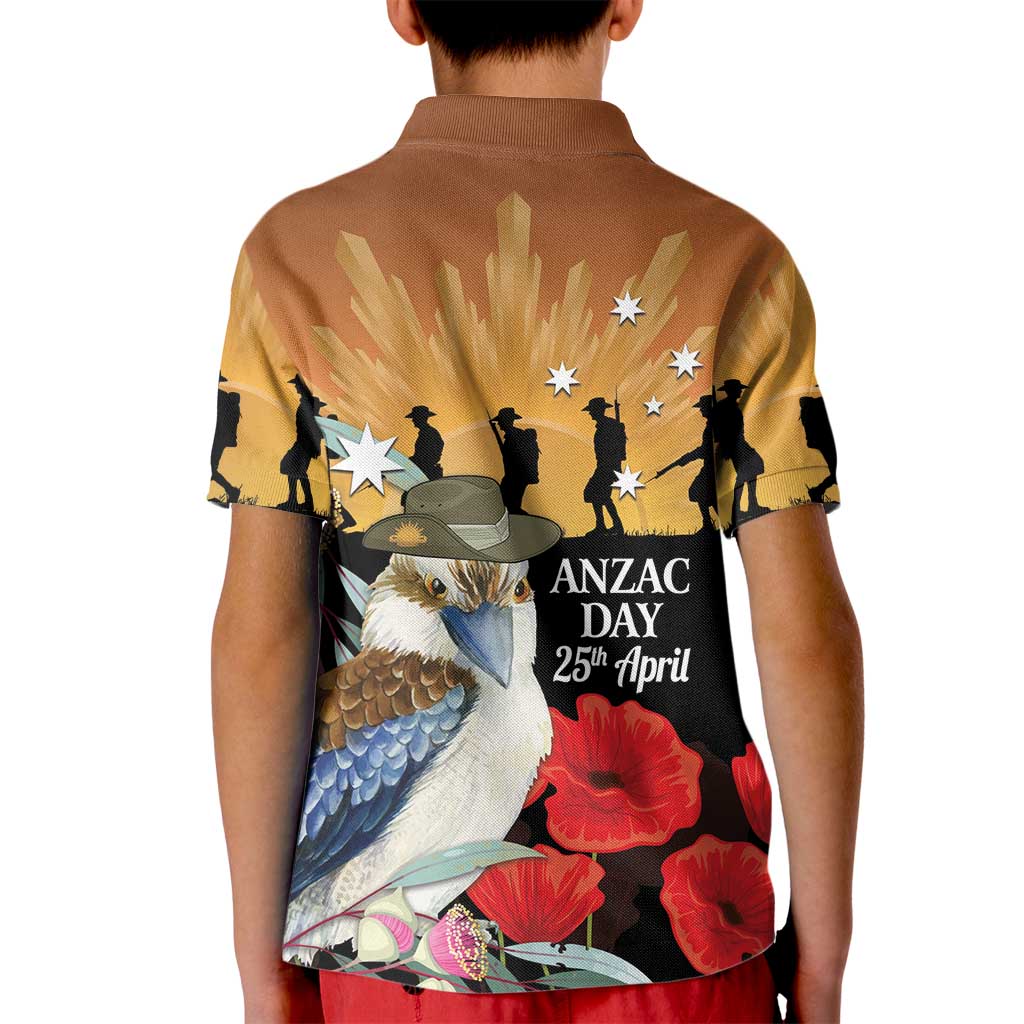 Australia Kookaburra ANZAC Day Kid Polo Shirt Rising Sun 25th April Poppy Eucalyptus Blossoms - Aussie Hoodie