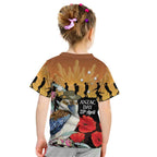 Australia Kookaburra ANZAC Day Kid T Shirt Rising Sun 25th April Poppy Eucalyptus Blossoms - Aussie Hoodie