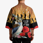 Australia Kookaburra ANZAC Day Kimono Rising Sun 25th April Poppy Eucalyptus Blossoms - Aussie Hoodie