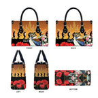 Australia Kookaburra ANZAC Day Leather Bag Rising Sun 25th April Poppy Eucalyptus Blossoms - Aussie Hoodie